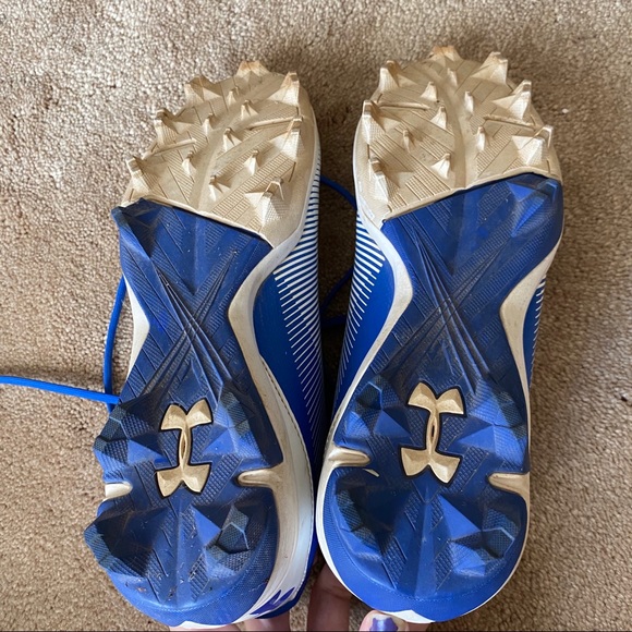 Blue and White Under Armour Cleats - Picture 2 of 7